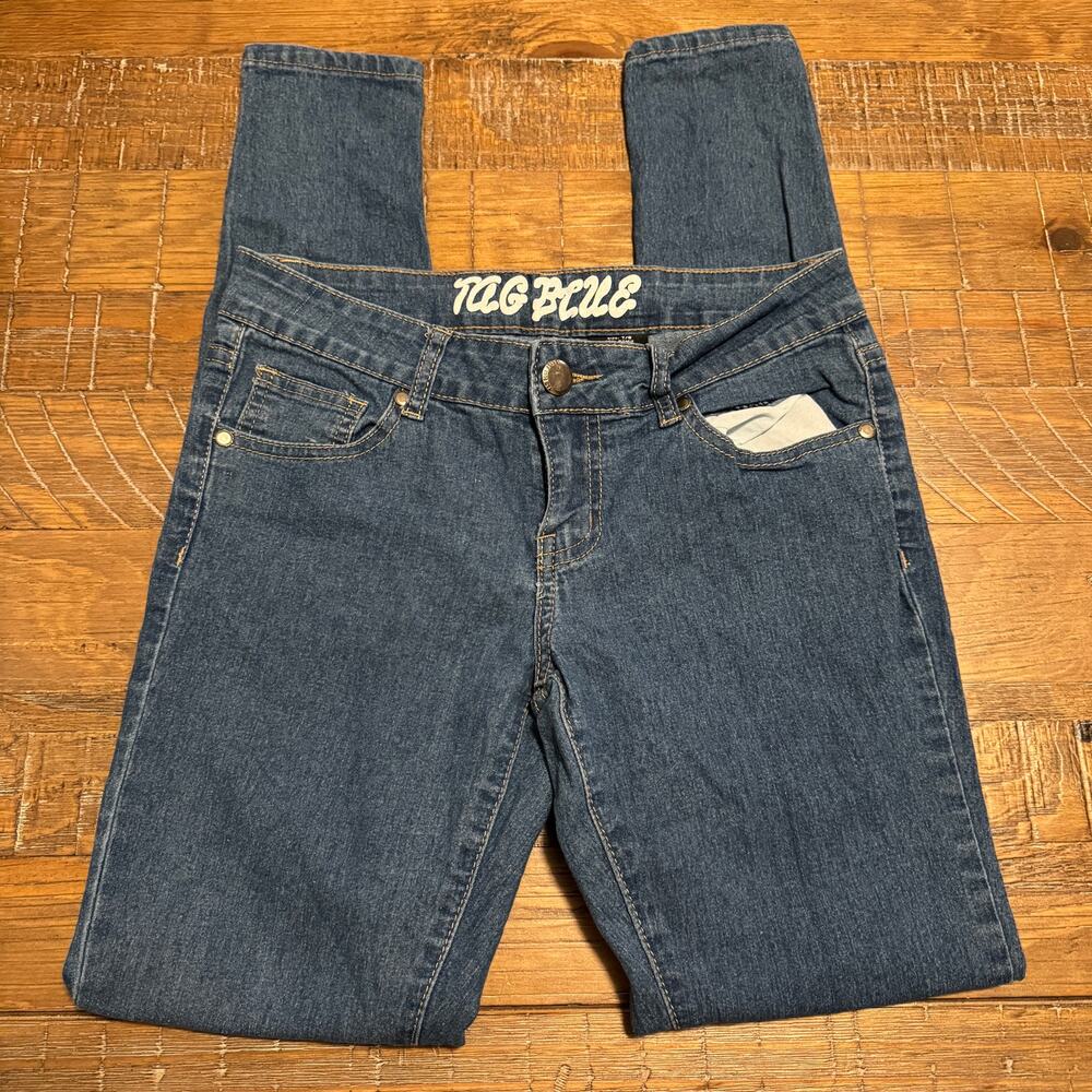 Tag Blue Skinny Jeans Medium Wash Ripped Denim Size 7/8 Grunge Edgy Streetwear